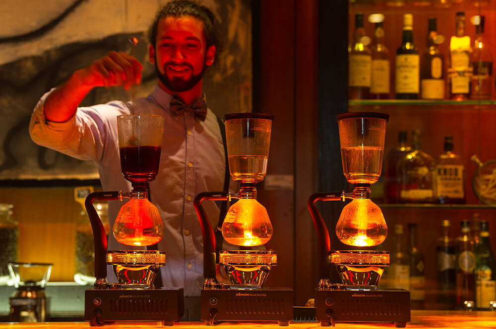 Guests can select the beans while the barista filters a steamy concoction 