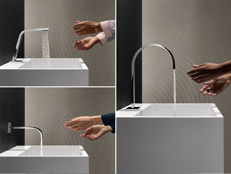 Touchfree extends the Dornbracht product portfolio for all basin fittings wall-mounted and free-standing models by adding a