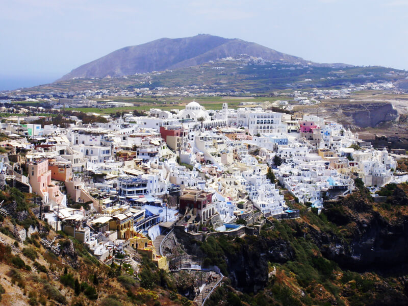 Aerial view of Santorini Greece