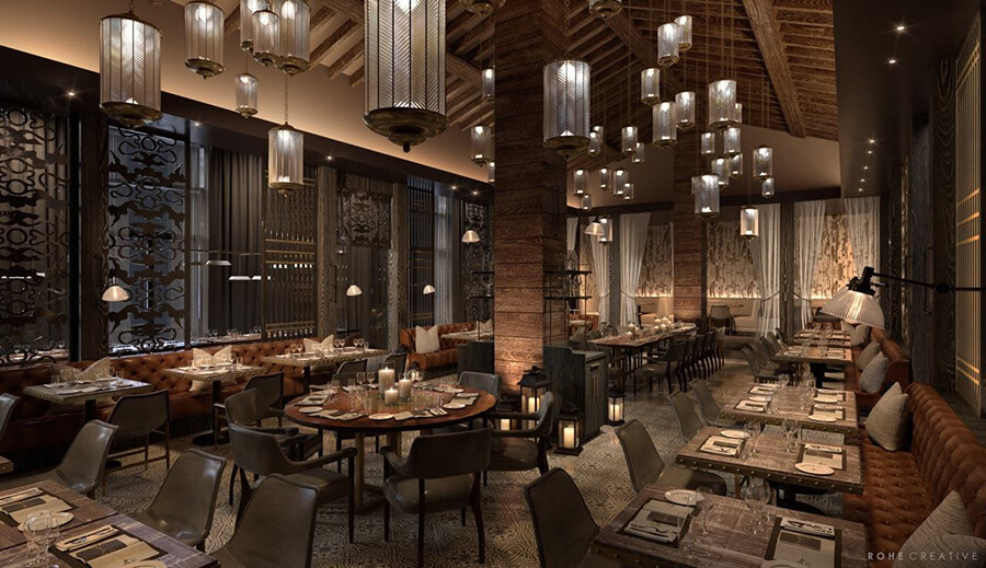 chairs and tables in a restaurant