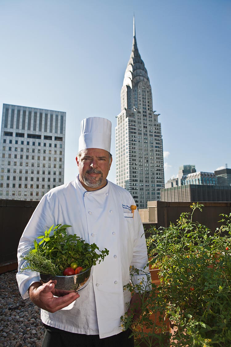 Chef Brian Wieler at the Westin New York Grand Centrals rooftop garden