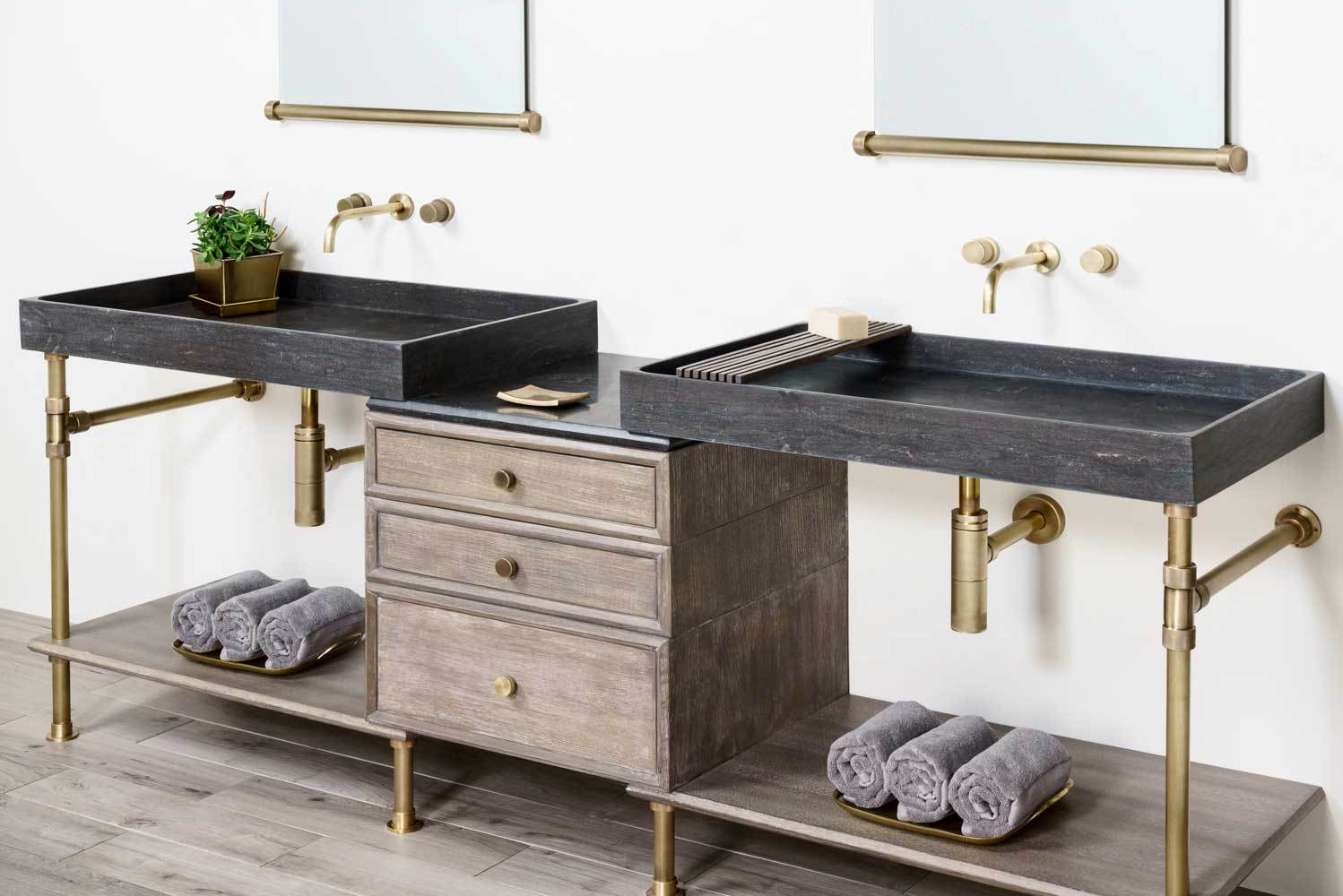 Stone Forest launched the Elemental collection of vanities complementing the companys monolithic sinks 