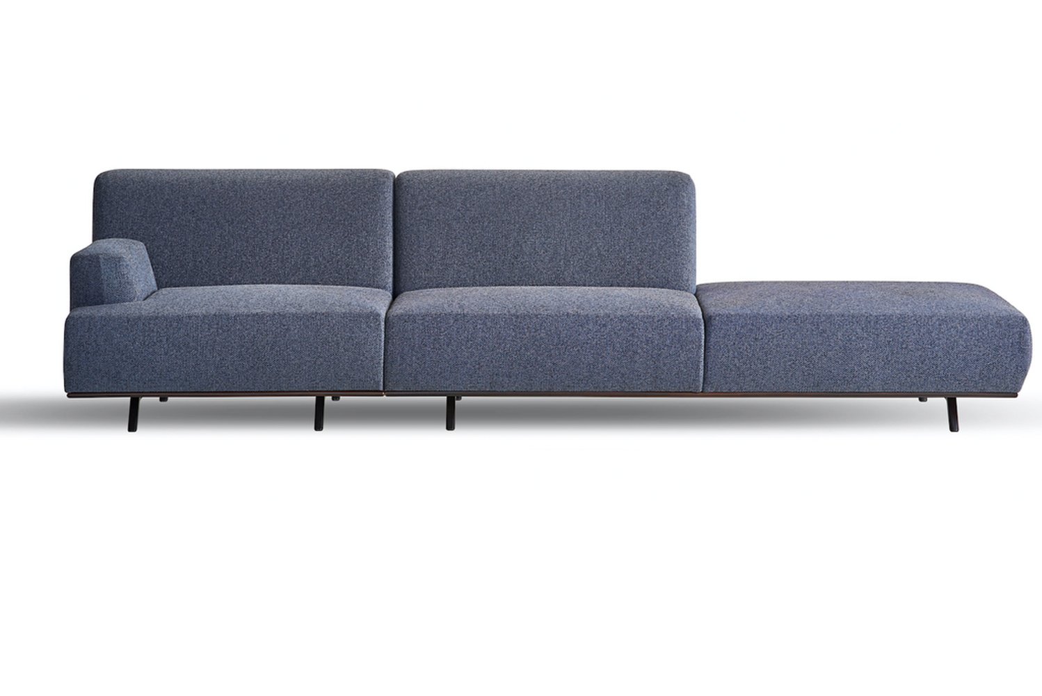 The Oscar sofa designed by Studio Kairos for Koleksiyon has an elongated delicate frame spun from slender metal legs that 