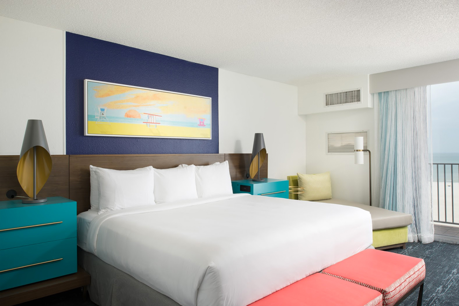 Bilmar Beach Resort updated its 165 rooms to incorporate modern beach-themed furniture and decor that captures the spirit of