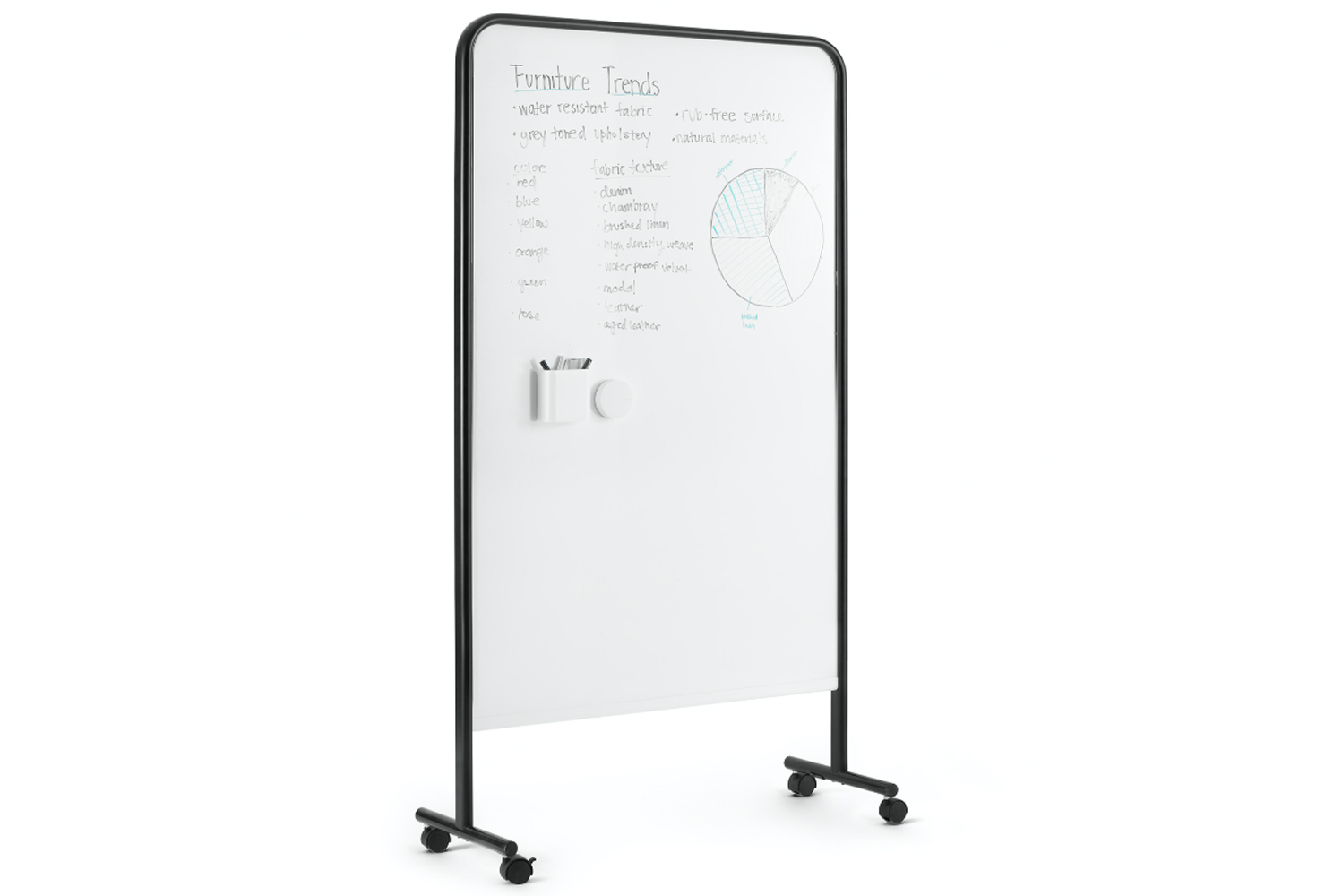 Poppin launched the Goal Dry Erase Board a standing moving and grooving dry erase board that has two sides of dry erase sur