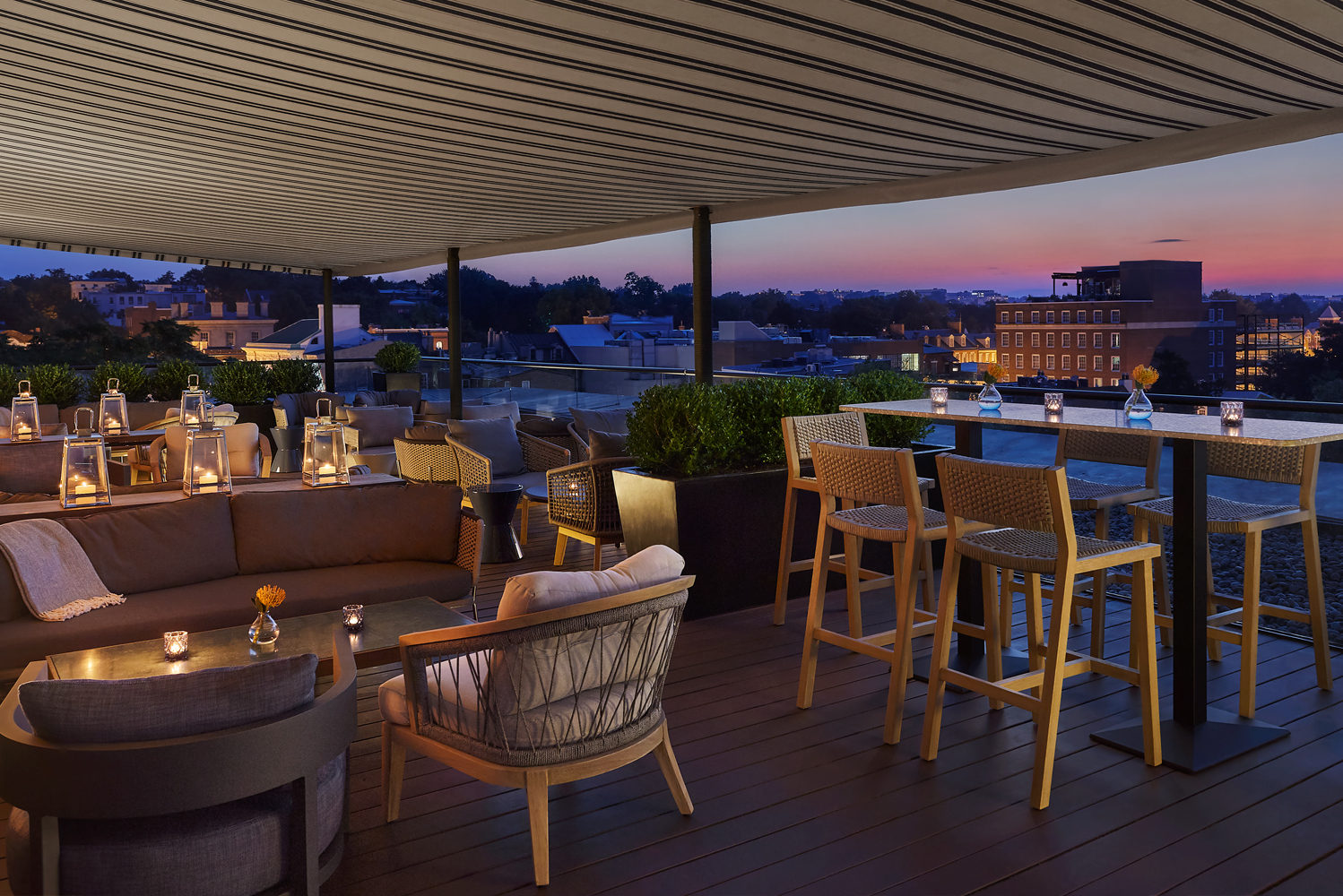 Set against the capital citys skyline the hotels new rooftop bar and lounge CUT Above offers al fresco entertaining