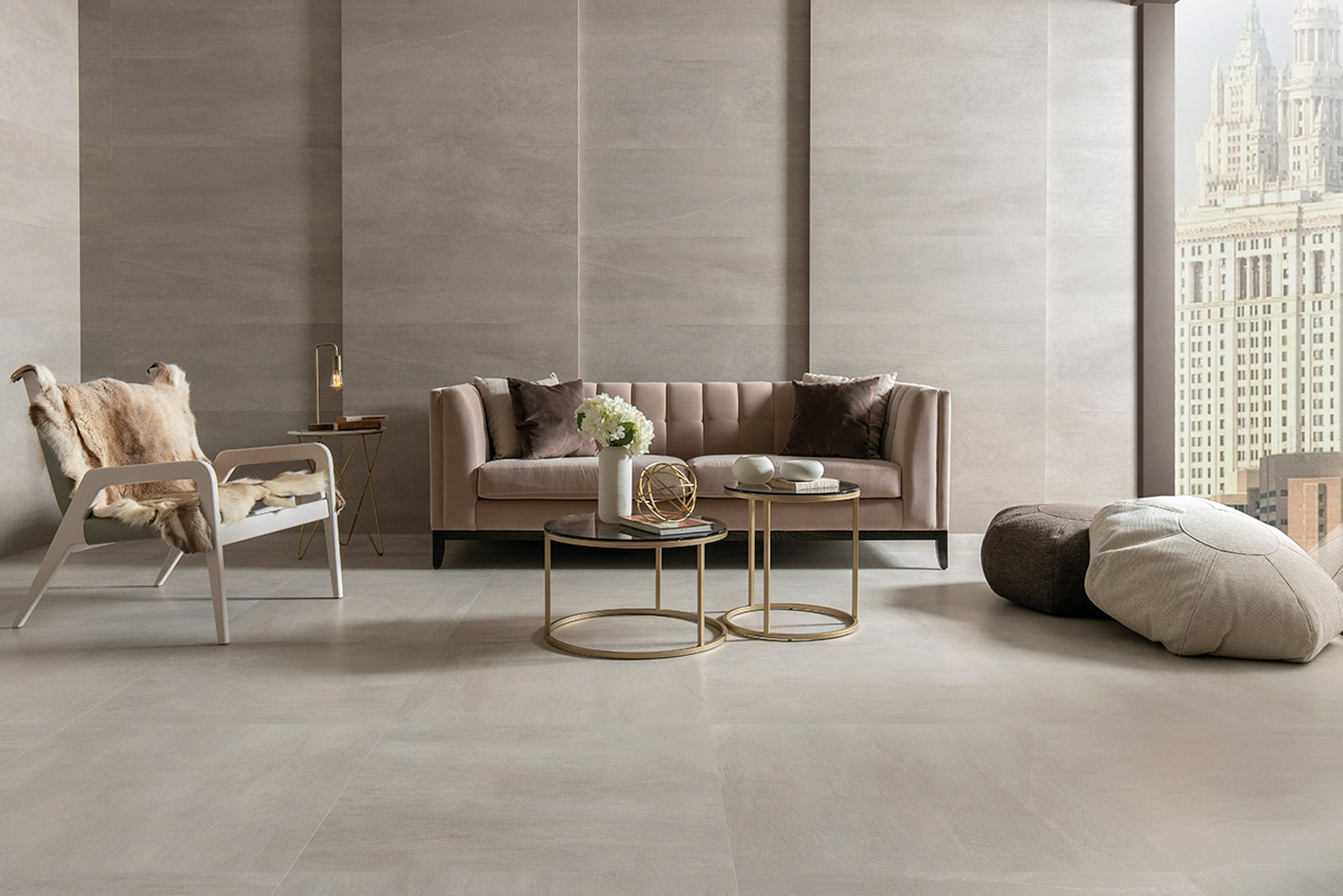 Introducing the Urban collection by Porcelanosa a line of floor and wall tiles featuring stone-origin veining 