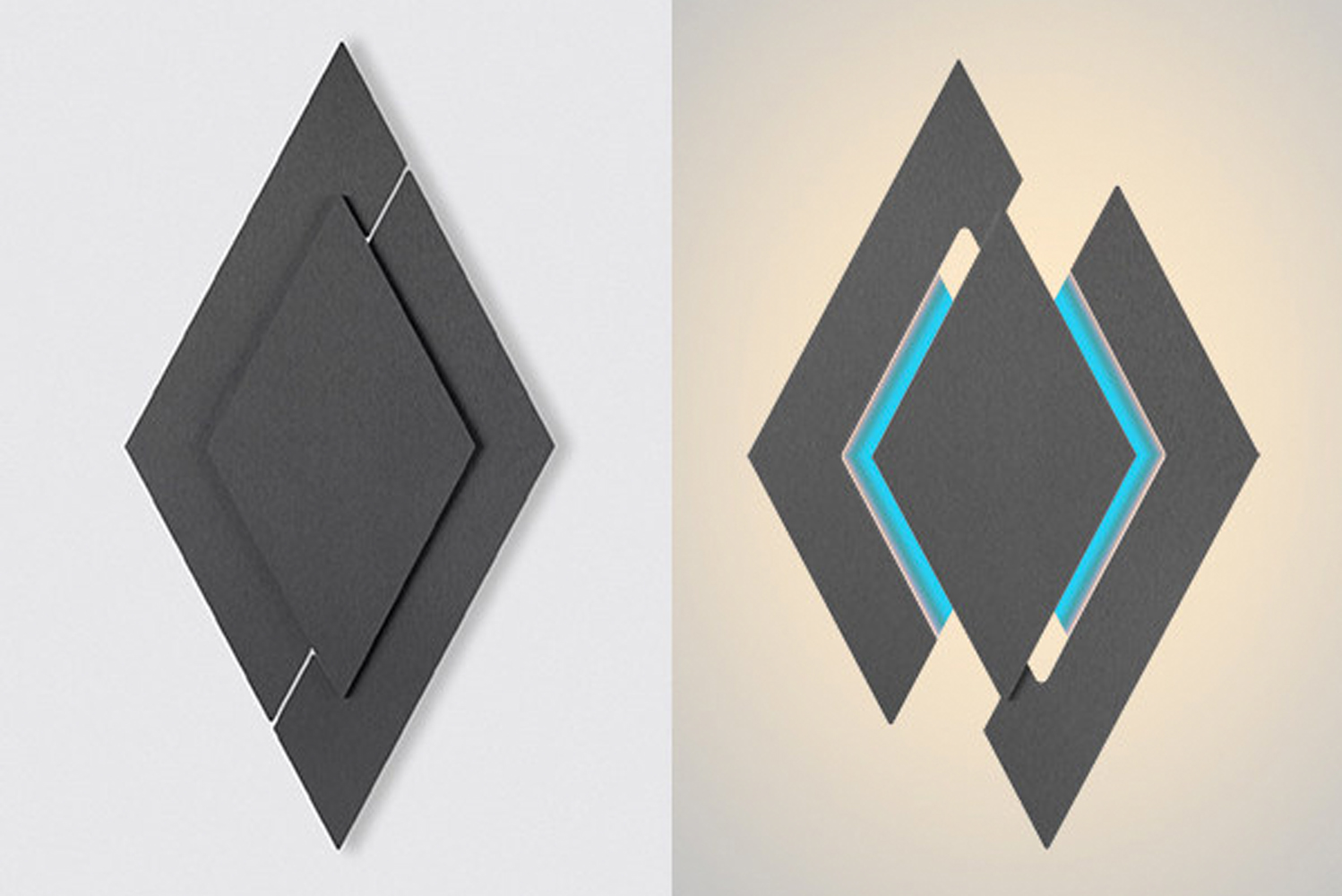 The Apex wall sconce visually creates movement due its geometric nature 