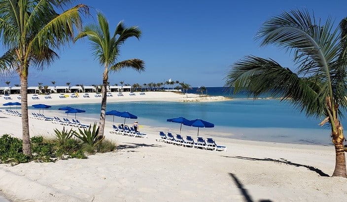 Silver Coves exclusive beach for use by those guests renting private cabanas for the day