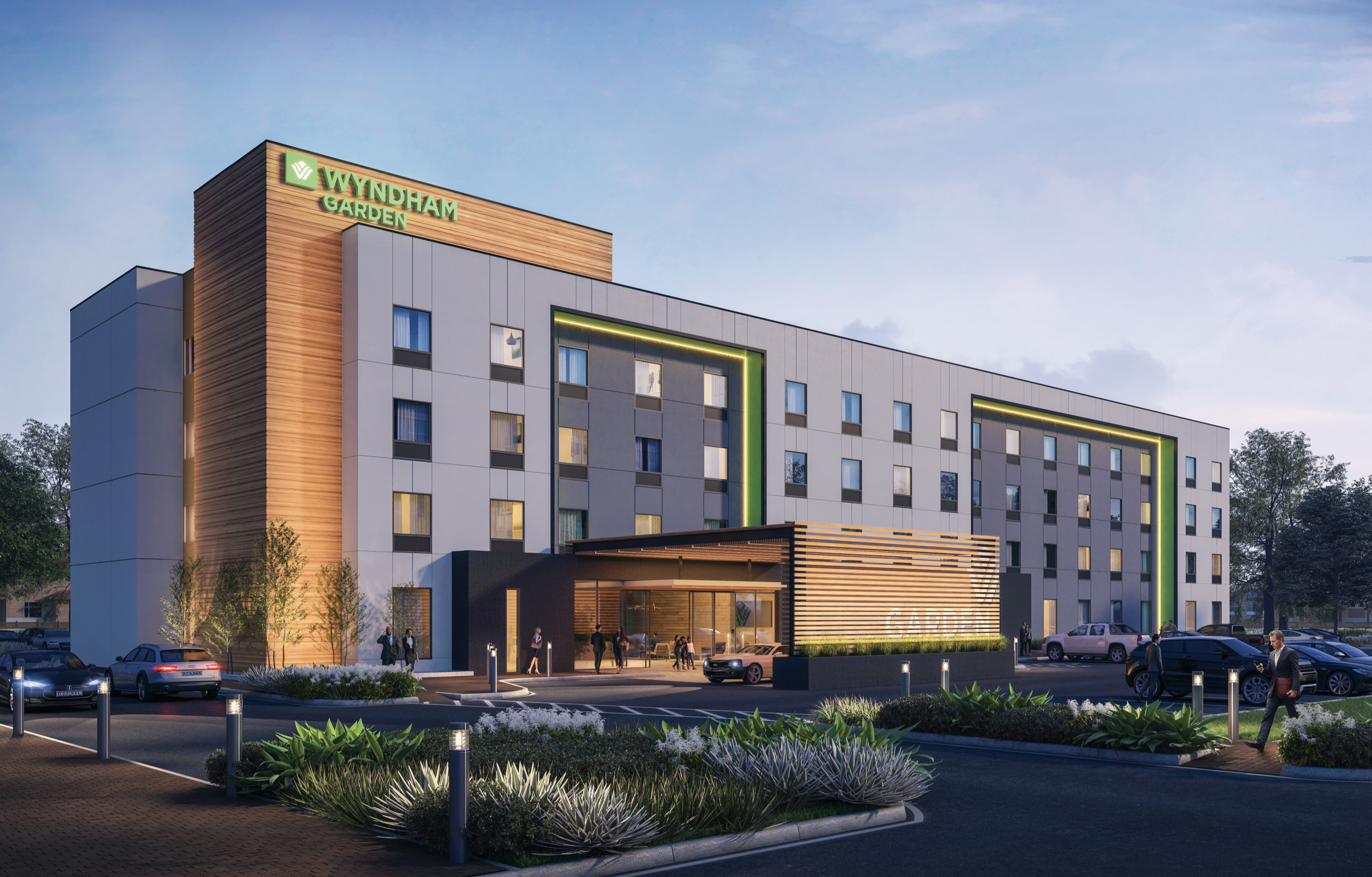 The new Arbor prototype for the Wyndham Garden brand takes up four stories and has 110 guestrooms