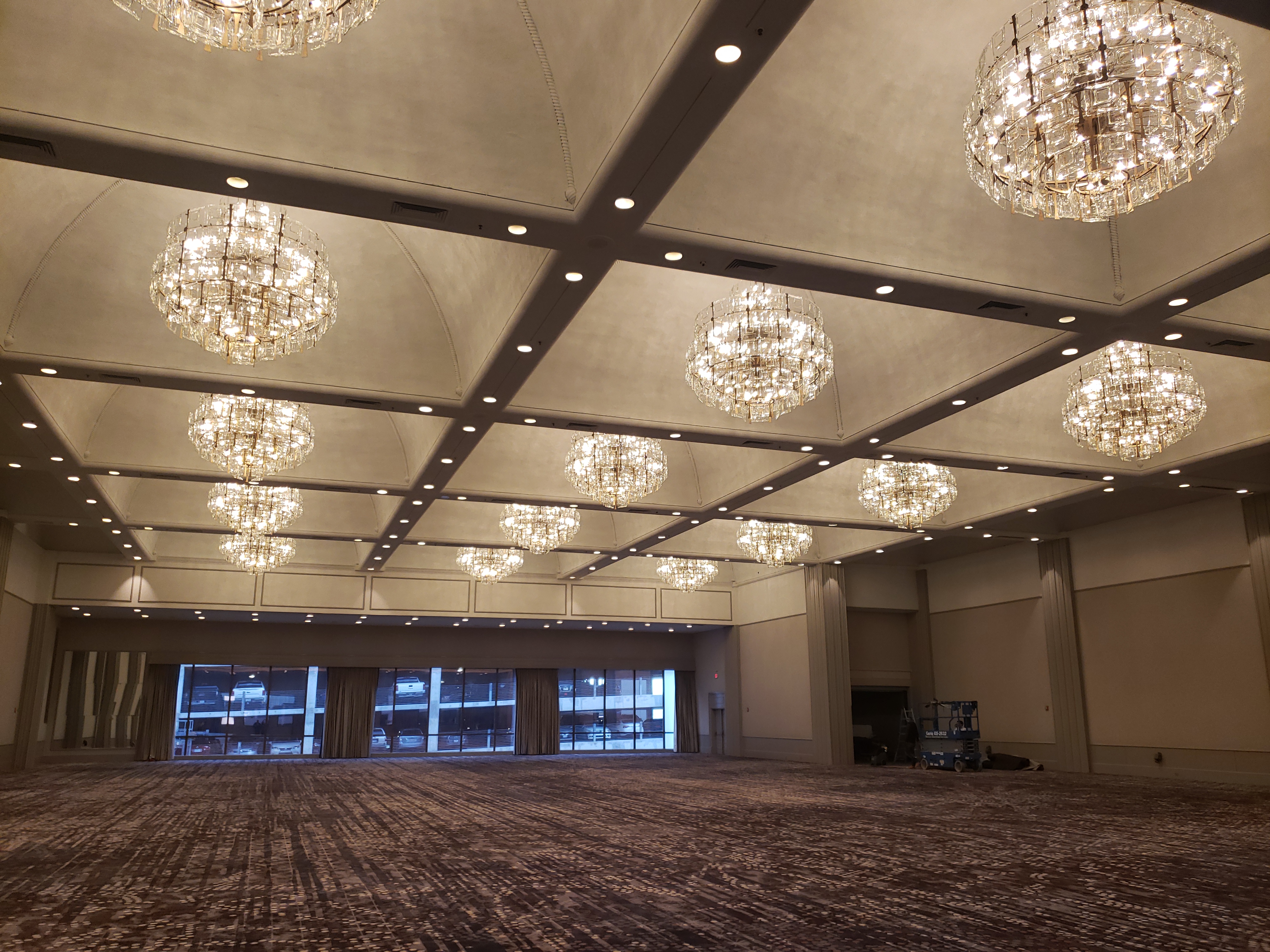 The Regency Ballroom the largest meeting and event room at the Fairmont Dallas has new chandeliers