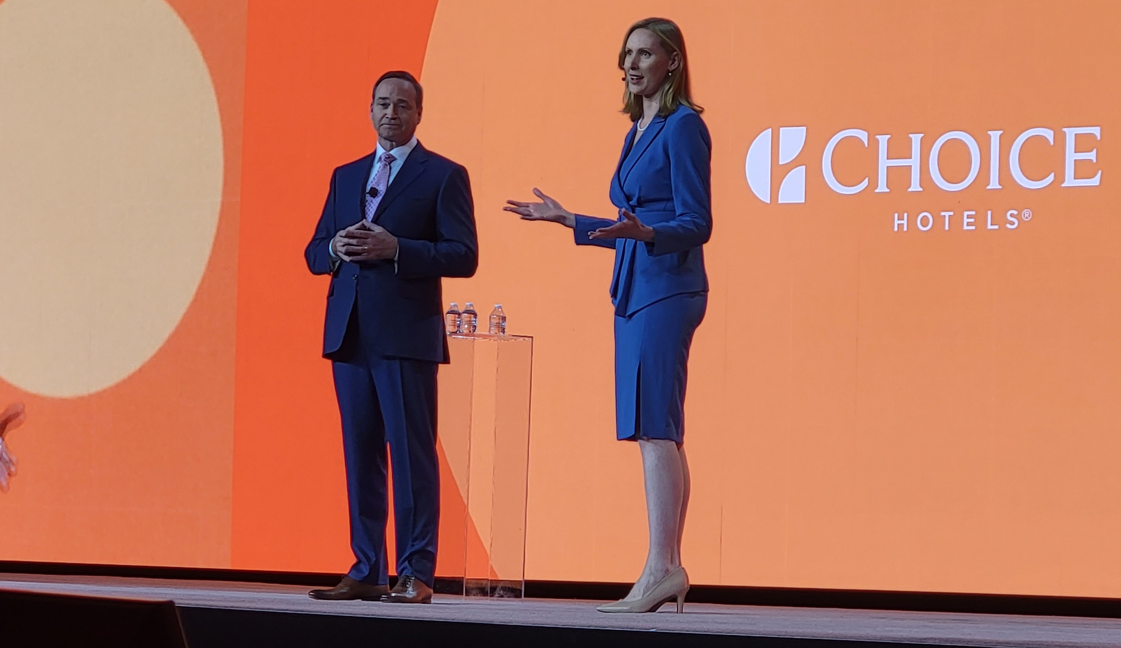 Choice Hotels International President and CEO Patrick Pacious introduces Megan Brumagim the companys first-ever VP of env