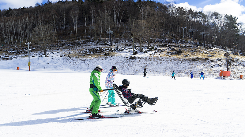 Dual skiing in Japan