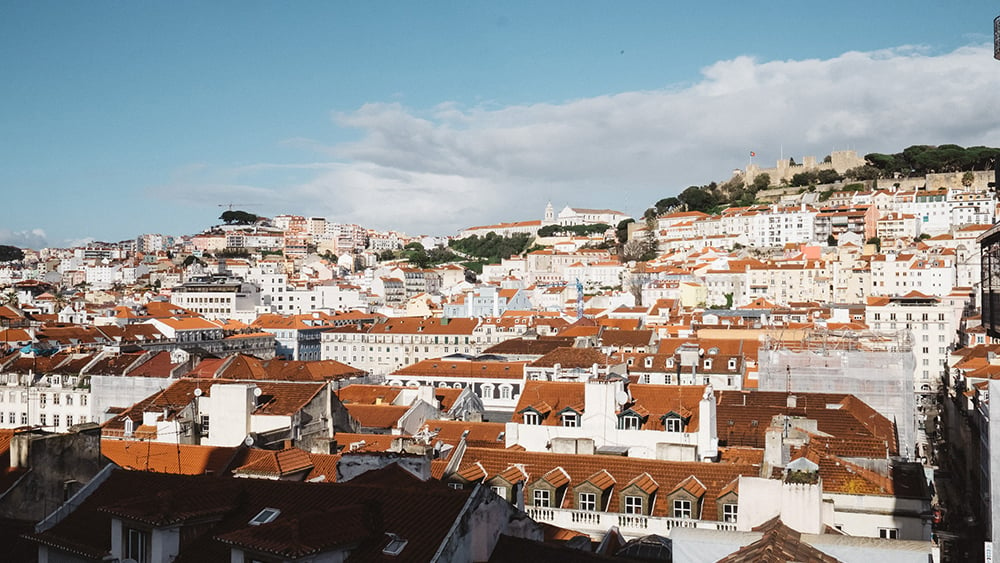 The red rooftops of Lisbon Portugal