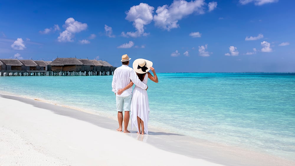Couple on the beach in the Maldives