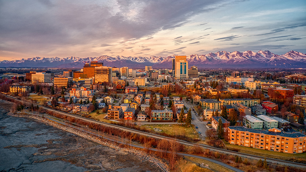 an aerial view of Anchorage Alaska