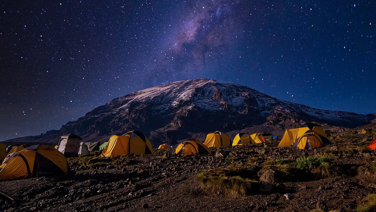 Mount Kilimanjaro at night