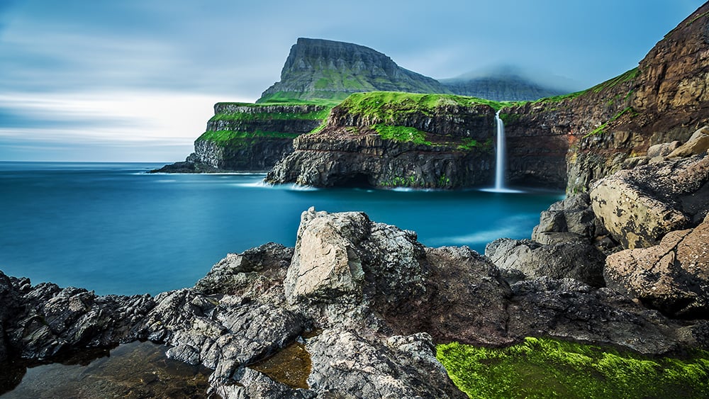 Gasadalur waterfall in Vagar Faroe Islands
