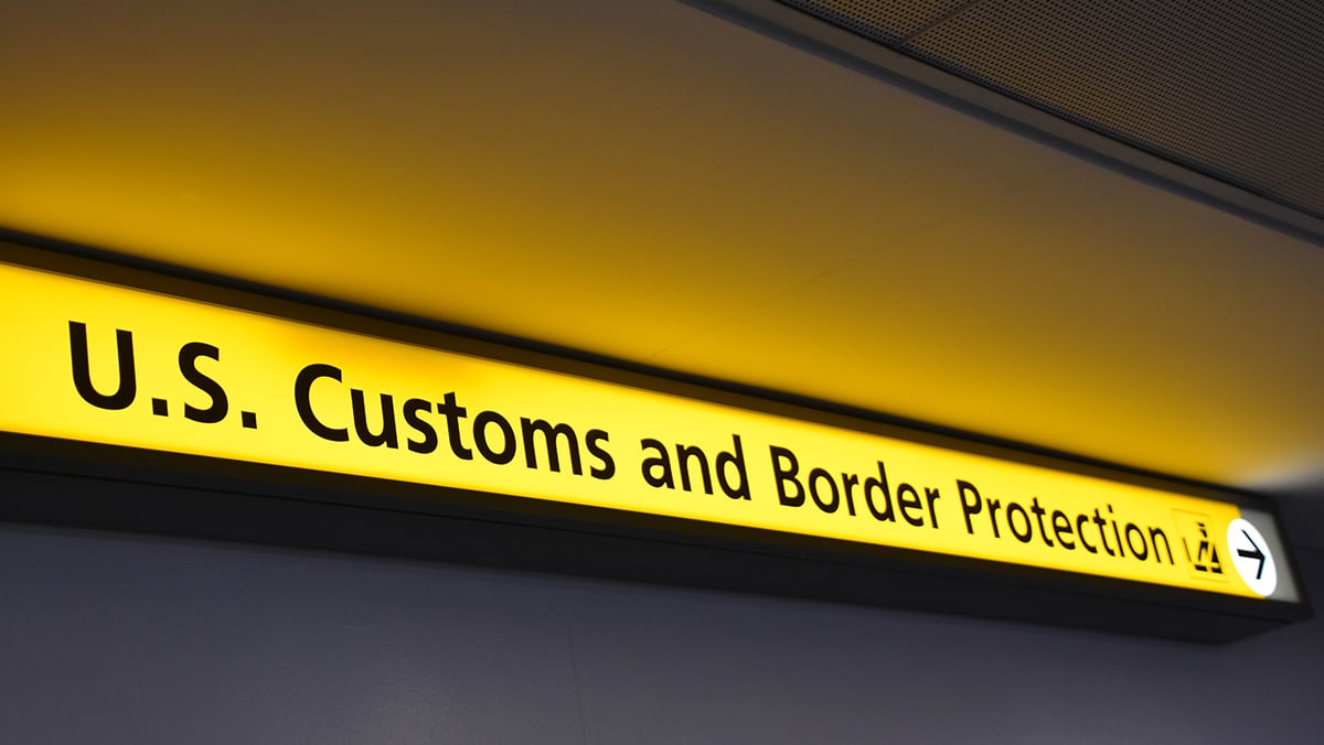 US Customs and Border Protection sign at airport