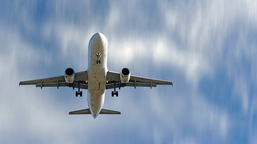 Airbus A320 as seen from underneath taking off