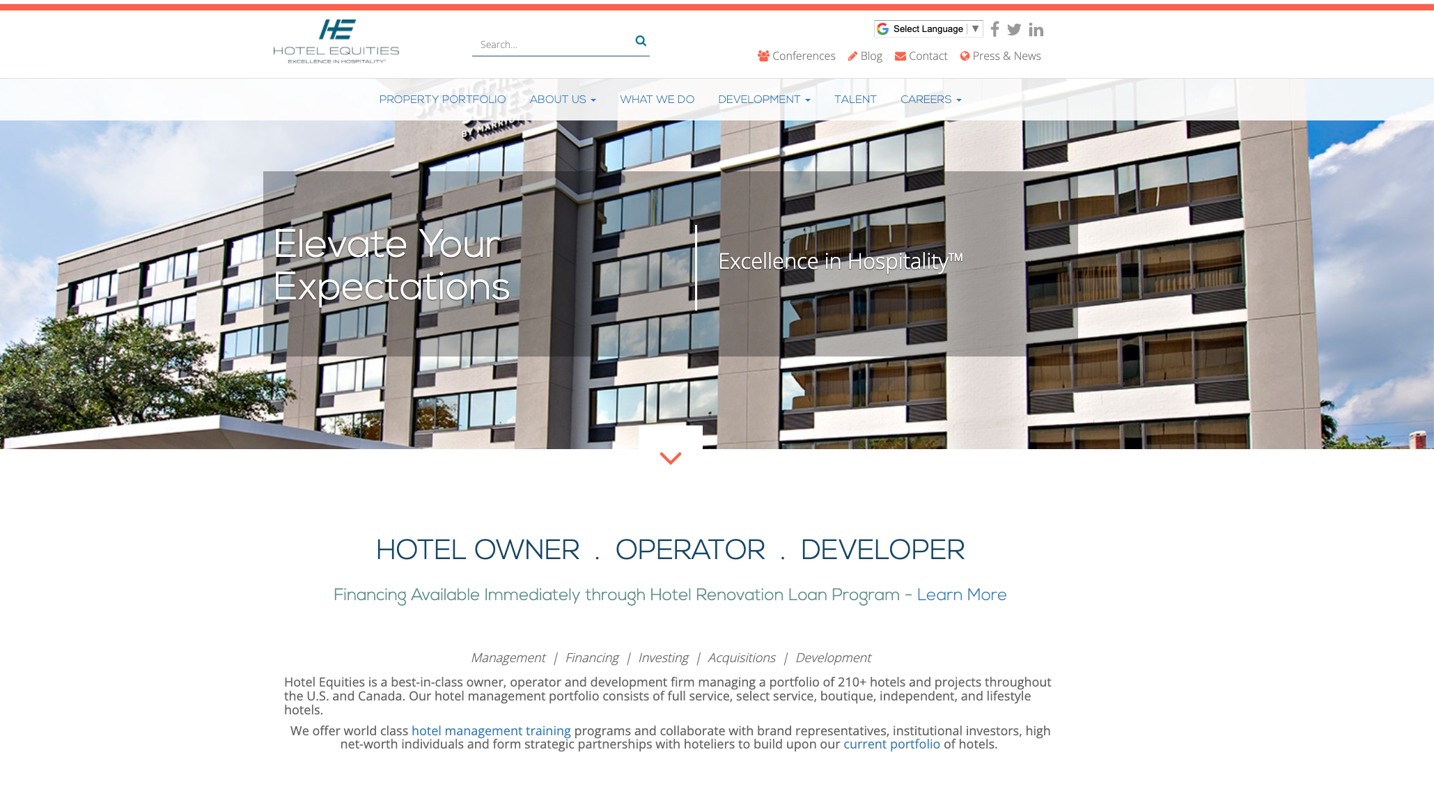 Hotel Equities website
