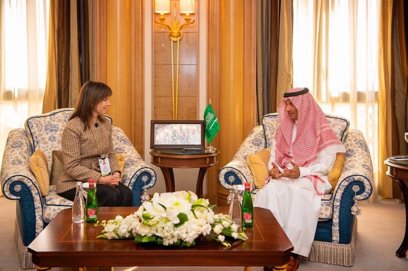 Julia Simpson president and CEO World Travel  Tourism Council and Al Khateeb minister for tourism Saudi Arabia discuss
