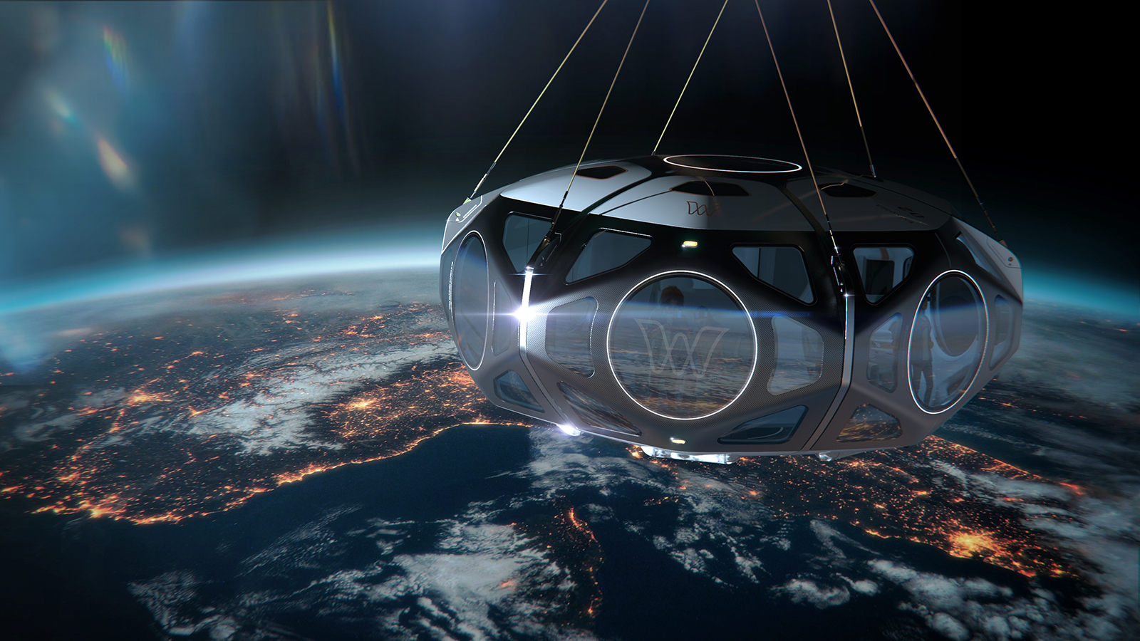 Rendering of World View Space Capsule Ascent into Stratosphere