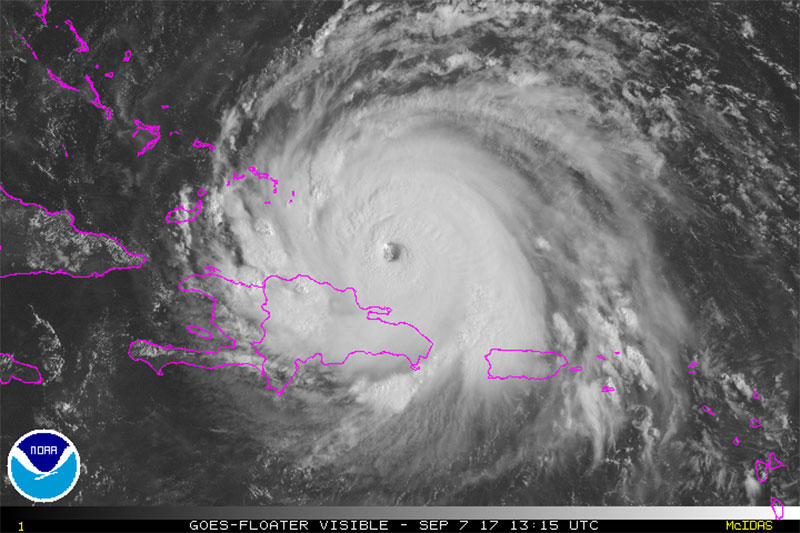 Satellite photo of Hurricane Irma as of Thursday morning