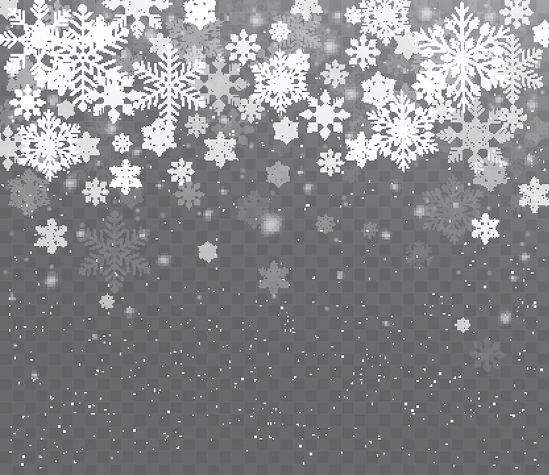 Falling shining transparent snow Christmas snow with snowflakes