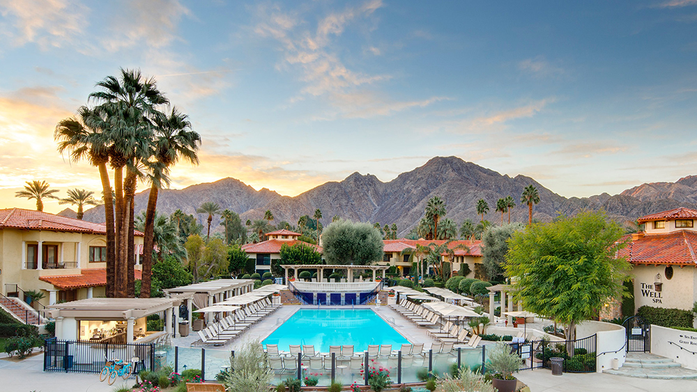 MiraMonte Resort  Spa pool with mountains behind 