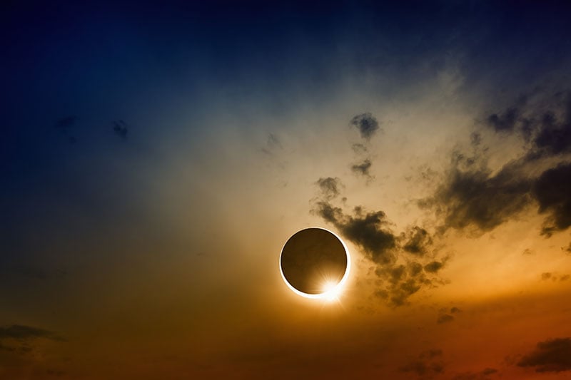 Total solar eclipse with clouds