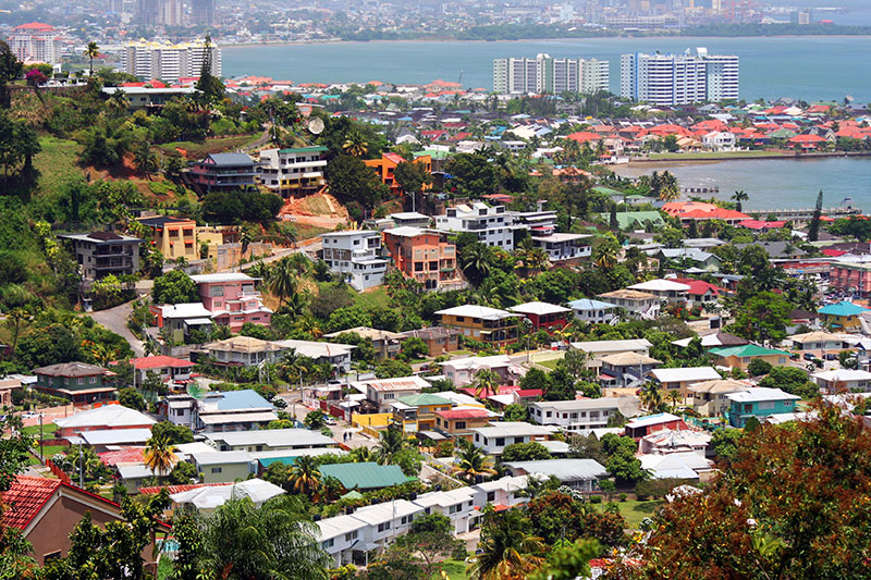Aerial view of Port of Spain in Trinidad and Tobago