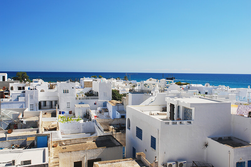 a view of Hammamet Tunisia overlooking the Mediterranean 