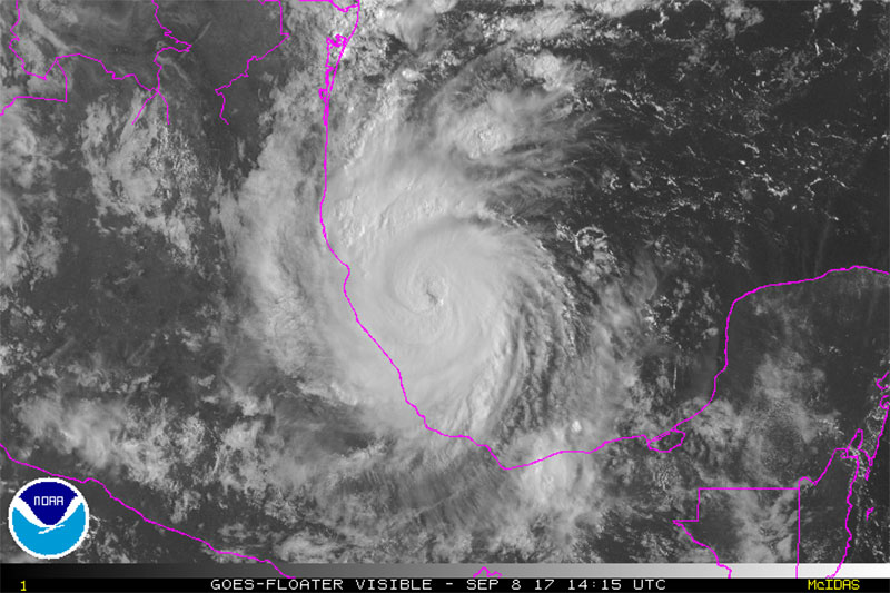 Satellite photo showing the position of Hurricane Katia as of Friday morning