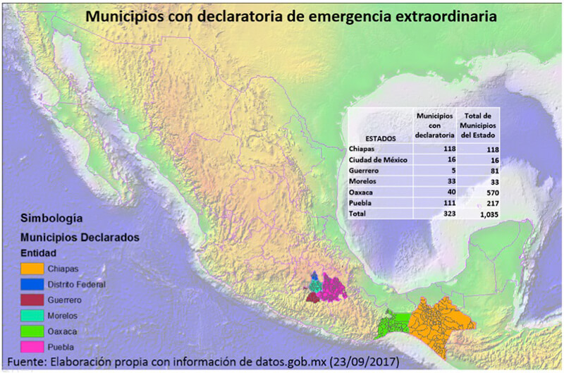 Mexico earthquake map 