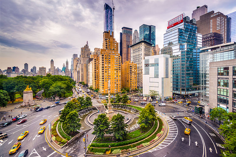 A view of Columbus Circle in New York City