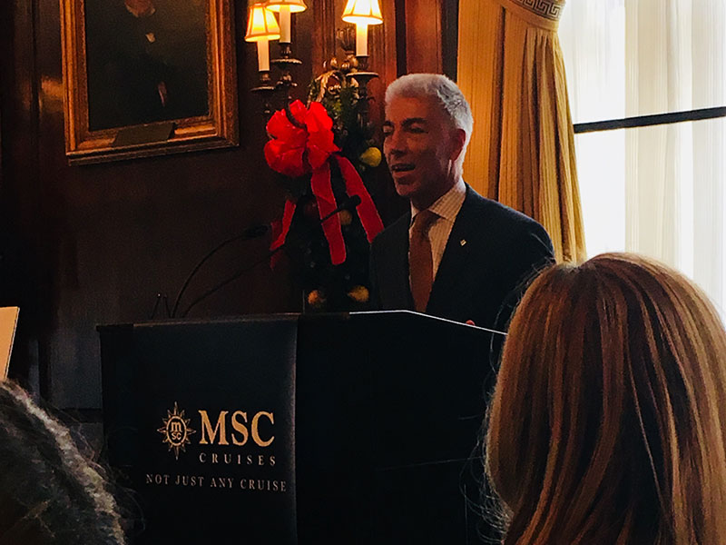 Roberto Fusaro MSC Cruises president - North America talks plans for the MSC Meraviglia at a Manhattan trade event 
