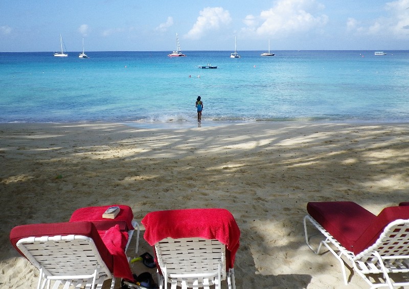Barbados beach scene Copyright Susan J Young Editorial use only 