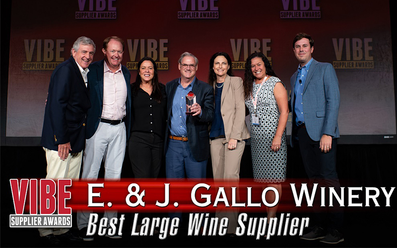 E  J Gallo Winery accepts the award for best large wine supplier at VIBE Conference 2021