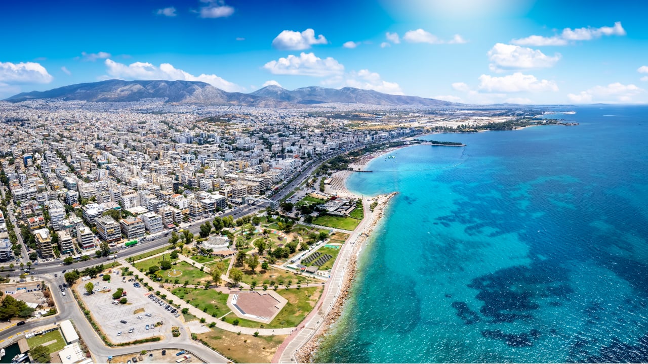 Aerial view of the Kalamaki area at the south Athens Riviera