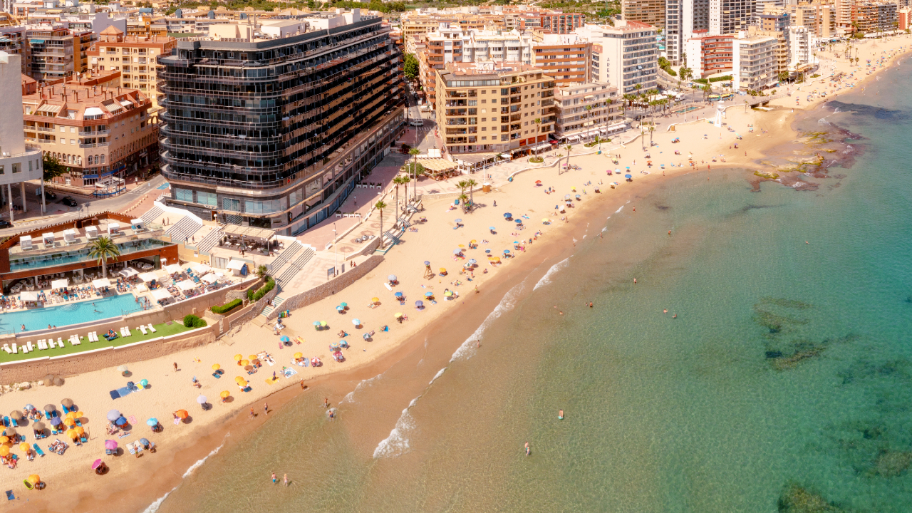 Aerial view of  beach in Costa Blanca Spain