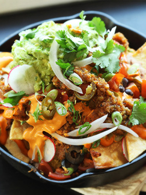 Ultimate Fully Loaded Vegan Nachos recipe - National Happy Hour Day food and cocktail recipes