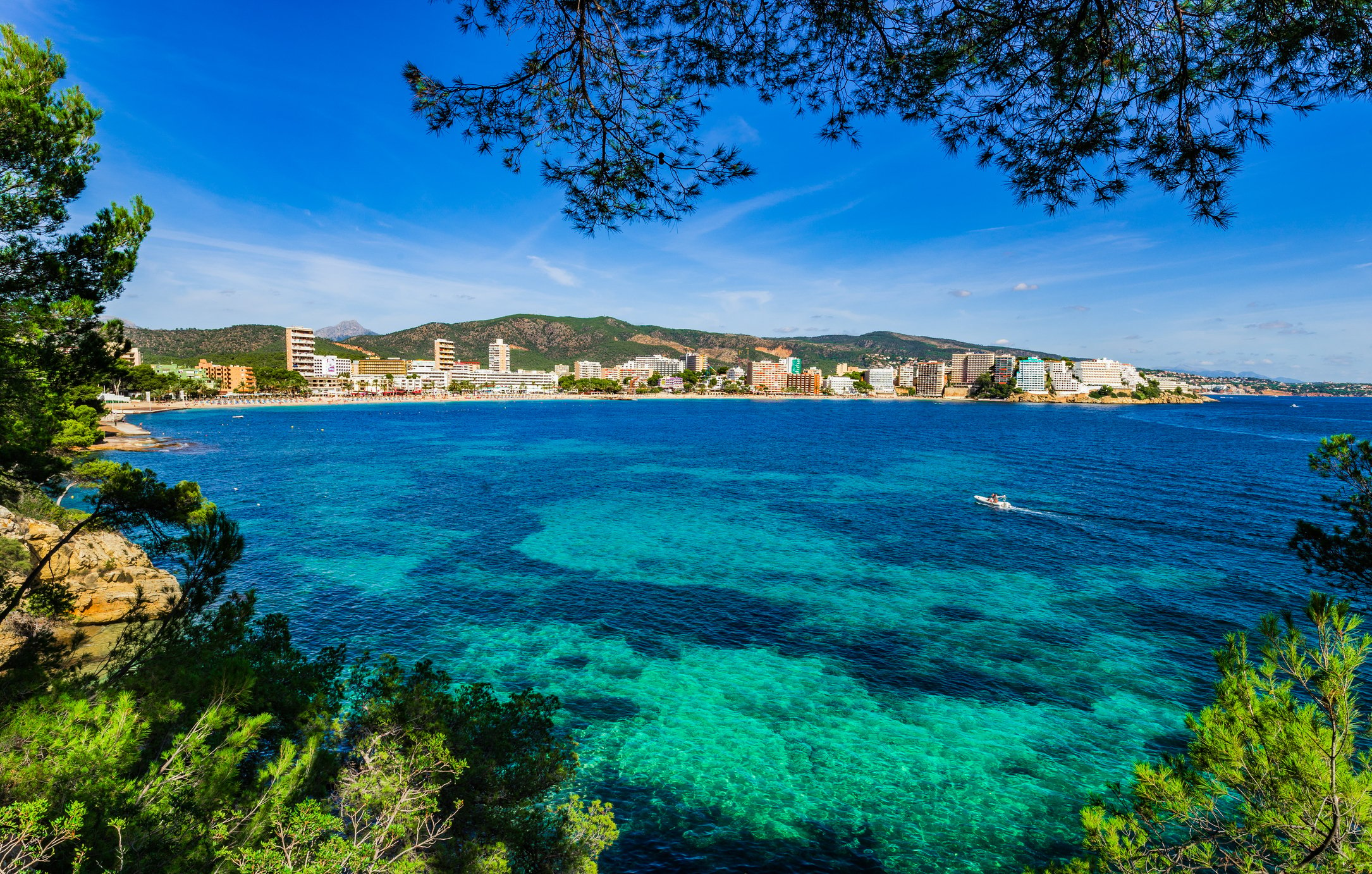 View of the coast Magaluf on Mallorca Spain Mediterranean Sea