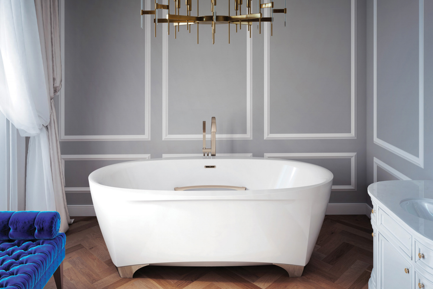 Inspired by a centuries-old Milan opera house the tub is a contemporary version of the traditional clawfoot tub 