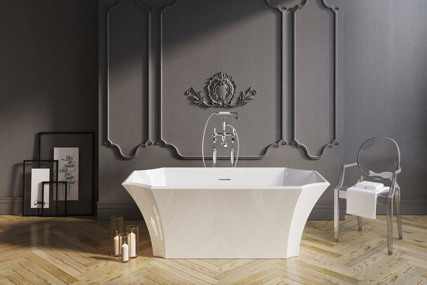 The new tub  which has an early twentieth-century style design  has generous proportions center drain and smooth surfa