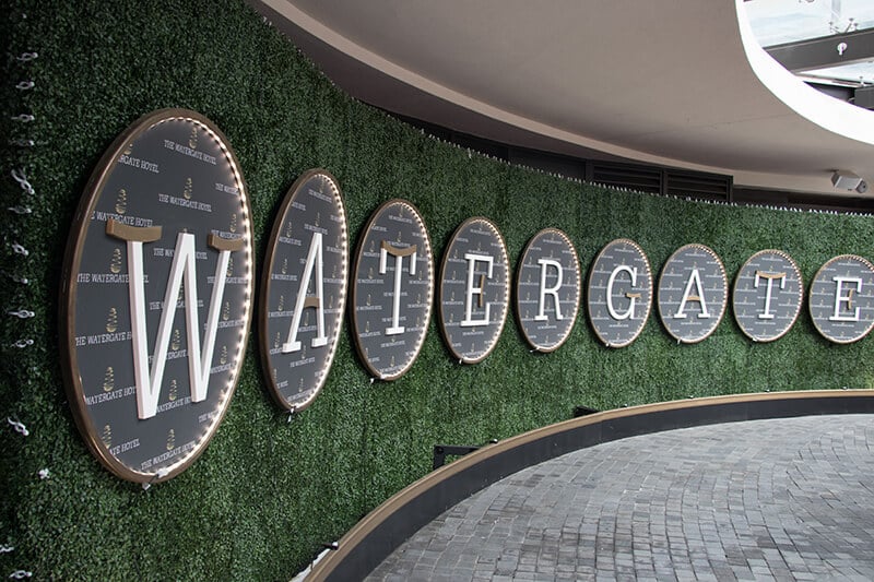The Watergate Hotel main entrance sign