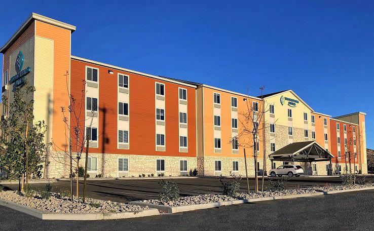 The 122-3oom WoodSpring Suites Reno Sparks was built for extended-stay travelers and is located near the Reno-Tahoe Internat