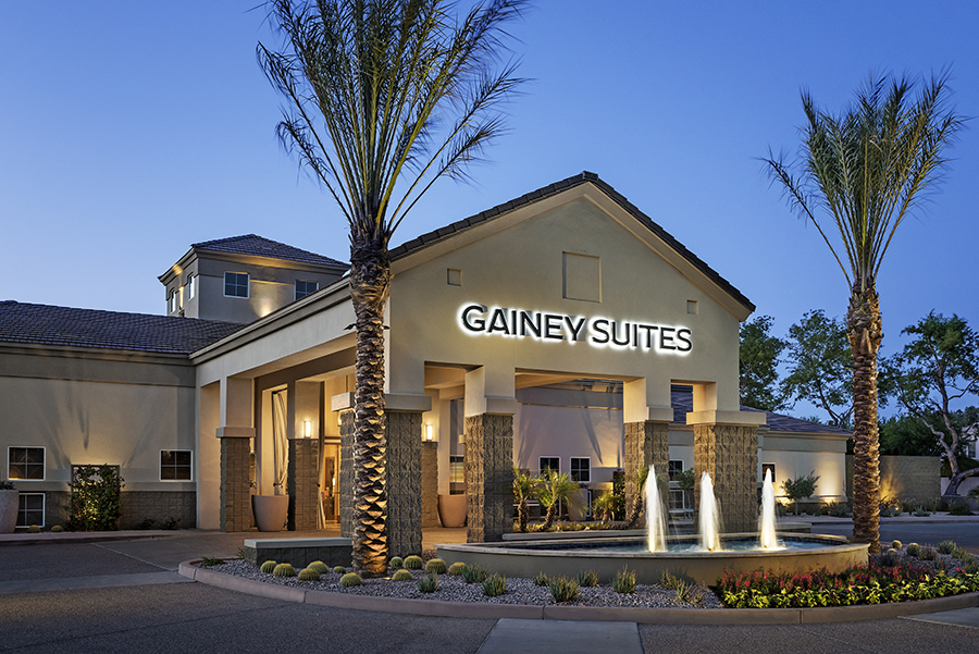 Exterior of the Gainey Suites Hotel in Scottsdale Ariz