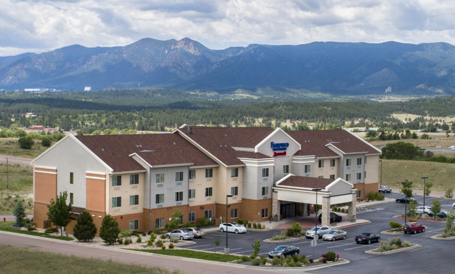 The exterior of the Fairfield Inn  Suites Colorado Springs NorthAir Force Academy