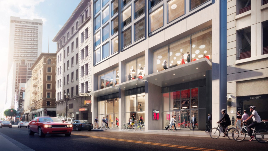 Rendering of the citizenM San Francisco Union Squares exterior